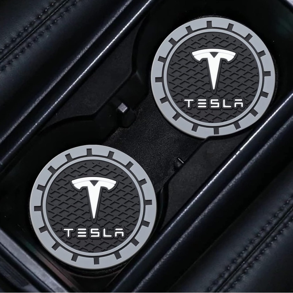 Tesla 2pk Silicone Car Coasters- NEW
